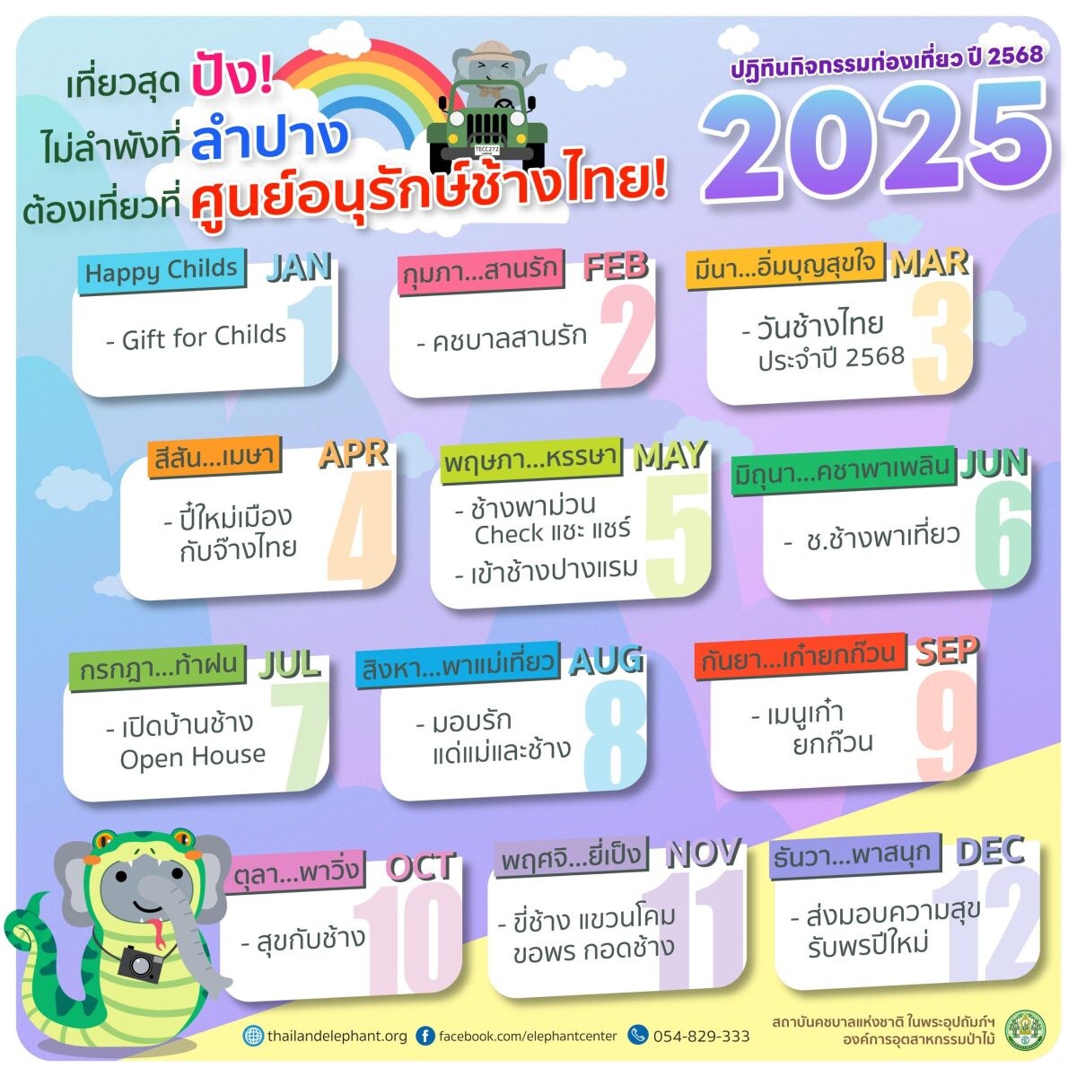 อ.อ.ป. ชวนแอ่ว "ศูนย์อนุรักษ์ช้างไทย จ.ลำปาง" พบกับกิจกรรมสุดปัง เที่ยวได้ตลอดทั้งปี'68