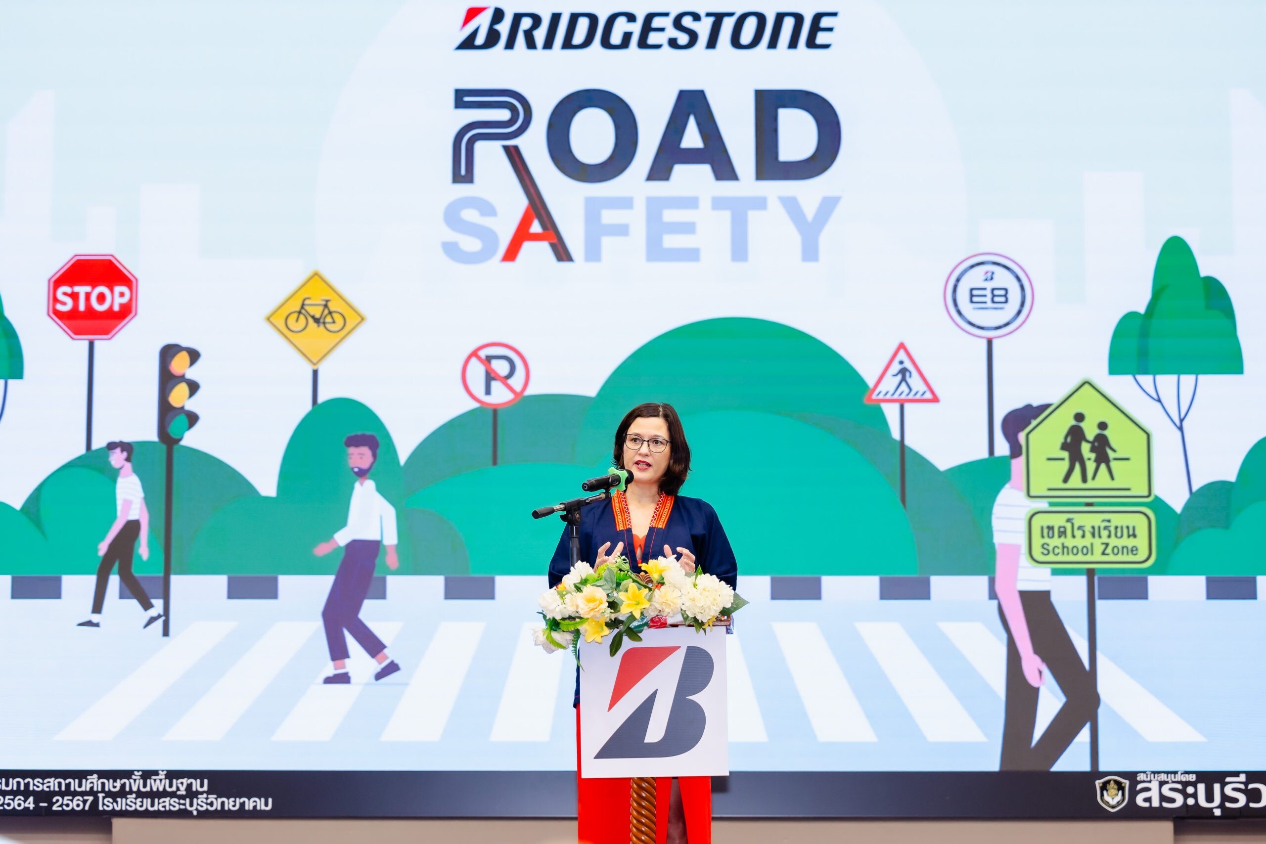 Bridgestone Continually Carries on "Bridgestone Road Safety Program" Year 4, Supporting New Generation to Turn Road Safety "Concepts" into "Actions" and Conducting Road Modifications Handover to Saraburi Witthayakhom School