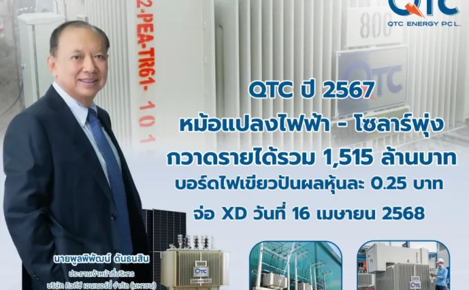 QTC ปี 67 หม้อแปลงไฟฟ้า-โซลาร์พุ่ง