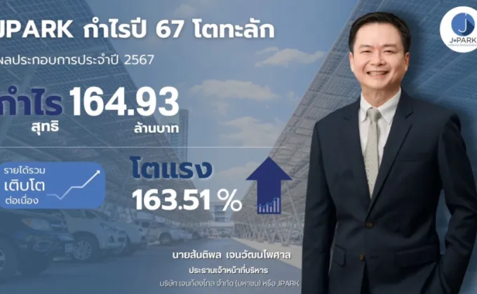 JPARK กำไรปี 67 โตทะลัก 163% หลังบุ๊คกำไรเช่าช่วงธุรกิจ