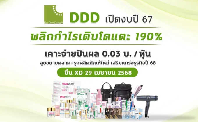 DDD เผยงบปี 67 กำไร 20.46 ลบ.